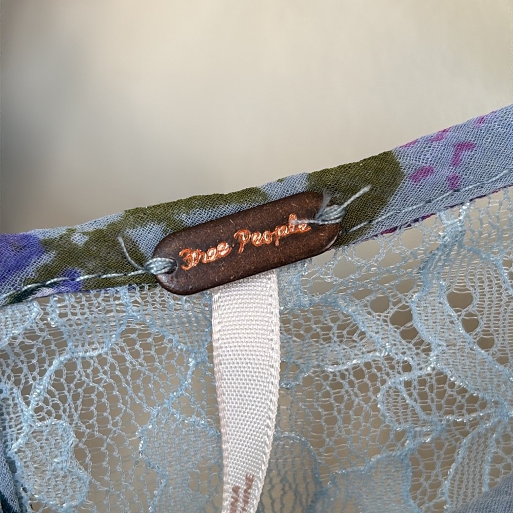 Free People Blue Floral Lace Blouse - Picture 5 of 14